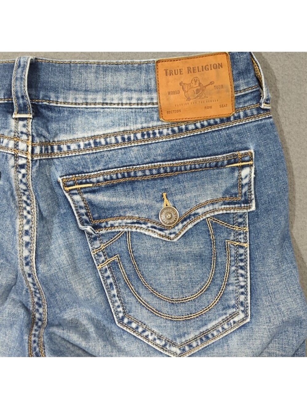 True Religion Jeans Men's 34x31 Blue Ricky Flap Pocket Relaxed Straight